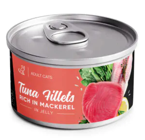 Savory Tuna Fillets rich in Mackerel in Jelly for Adult Cats - вологий корм для котів філе тунця з макреллю в желе 70 г