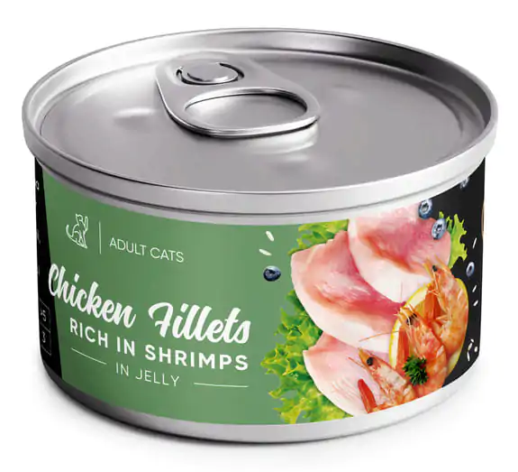 Savory Chicken Fillets rich in Shrimp in Jelly - вологий корм для котів філе курки з креветками в желе 70 г
