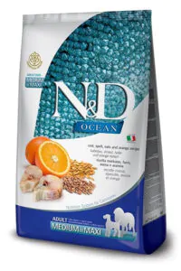 Farmina N&D Ocean Dog Adult Medium & Maxi Cod Spelt Oats & Orange - сухий корм для собак