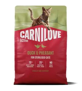 Carnilove Active Cat Duck & Pheasant Sterilised - корм для стерилізованих котів качка і фазан