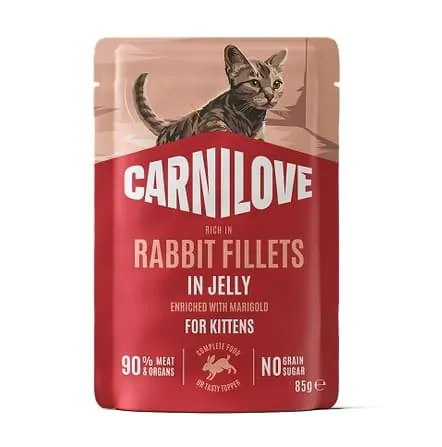 Carnilove Jelly Rabbit with Marigold - вологий корм для кошенят кролик і календула в желе 85 г