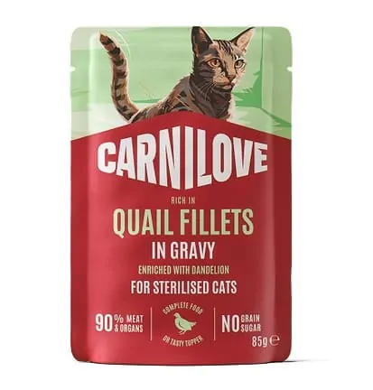 Carnilove Gravy Quail with Dandelion Sterilised - вологий корм для стерилізованих котів перепілка і кульбаба в соусі 85 г