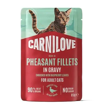 Carnilove Gravy Pheasant with Raspberry Leaves - вологий корм для котів фазан і листя малини в соусі 85 г