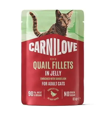 Carnilove Jelly Quail with Dandelion - вологий корм для котів перепілка і кульбаба в желе 85 г