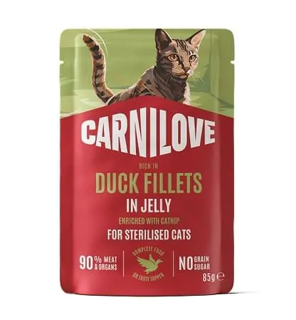 Carnilove Jelly Duck with Catnip Sterilised - вологий корм для стерилізованих котів качка і котяча м'ята в желе 85 г