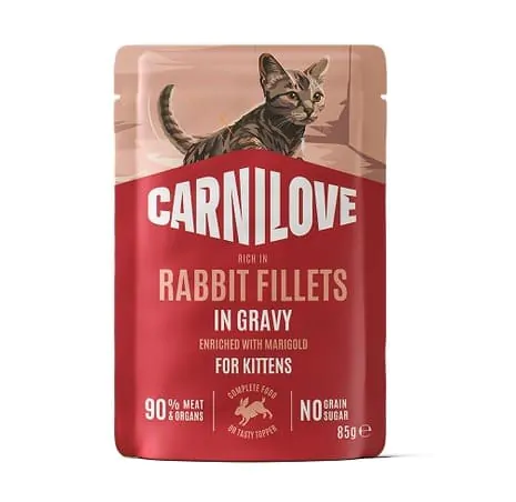 Carnilove Gravy Rabbit with Marigold Kitten - вологий корм для кошенят кролик і календула в соусі 85 г