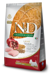 Низькозерновий сухий корм Farmina N&D Low Grain LIGHT CHICKEN & POMEGRANATE ADULT MINI для собак дрібних порід схильних до повноти (курка / гранат)
