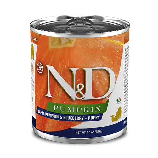 Farmina N&D Pumpkin Grain Free Puppy Lamb & Blueberry Cans - вологий корм для цуценят з гарбузом, ягням, чорницею 285 г