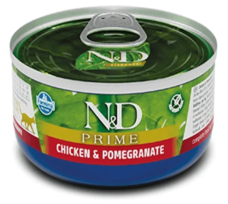 Farmina N&D Prime Grain Free Cat Adult Chicken & Pomegranate Cans - вологий корм для котів з куркою та гранатом 70 г Farmina N&D Prime Grain Free Cat Adult Chicken & Pomegranate Cans - вологий корм для котів з куркою та гранатом 70 г
