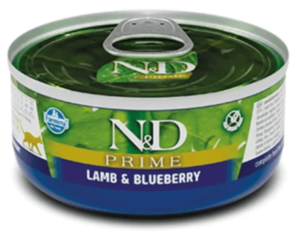 Farmina N&D Prime Grain Free Cat Adult Lamb & Blueberry Cans - вологий корм для котів з ягням та чорницею 70 г