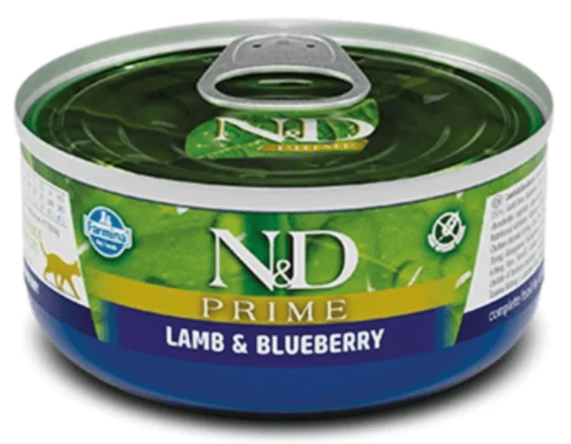 Farmina N&D Prime Grain Free Cat Adult Lamb & Blueberry Cans - вологий корм для котів з ягням та чорницею 70 г