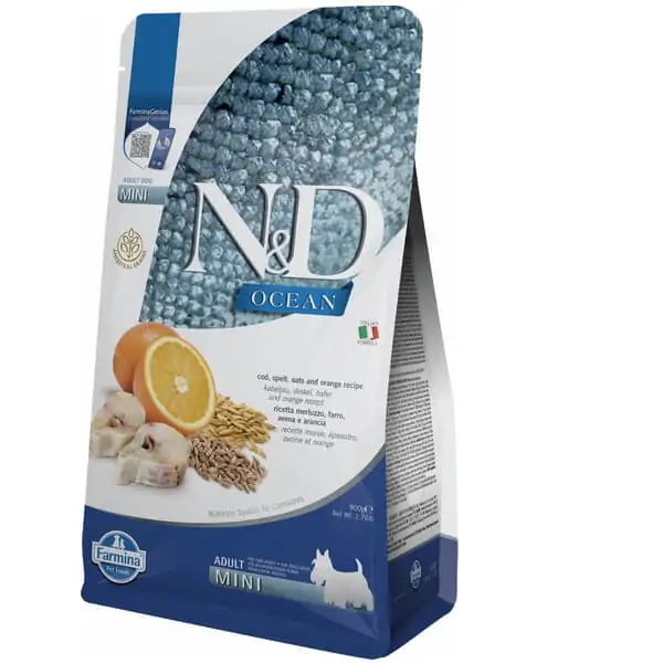 Farmina N&D Ocean Dog Adult Mini Cod, Spelt, Oats & Orange - сухий корм для собак