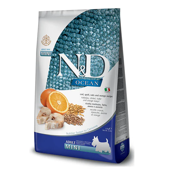 Farmina N&D Ocean Dog Adult Mini Cod, Spelt, Oats & Orange - сухий корм для собак