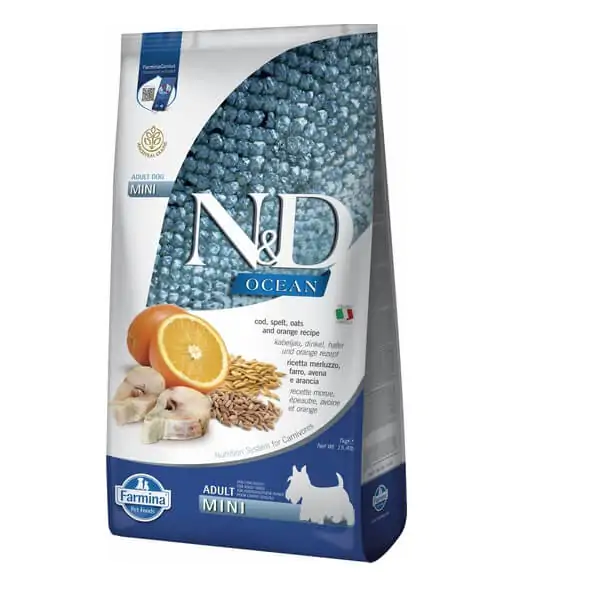 Farmina N&D Ocean Dog Adult Mini Cod, Spelt, Oats & Orange - сухий корм для собак