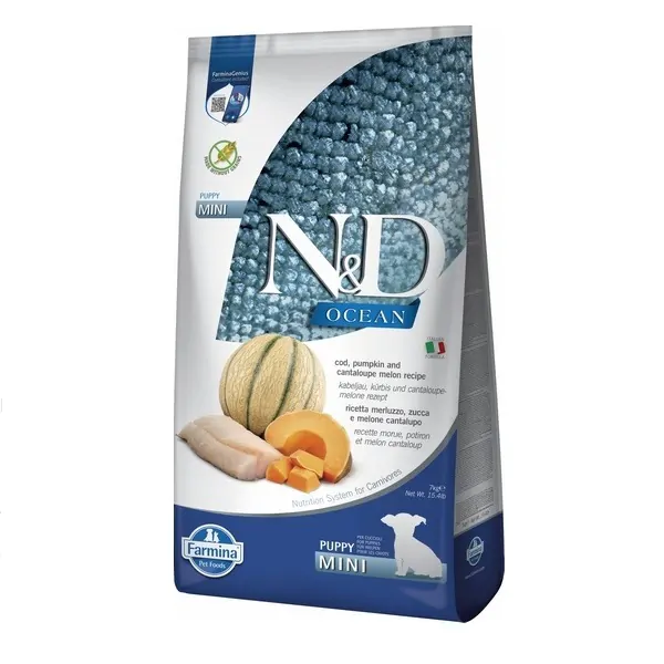 Farmina N&D Grain Free Ocean Cod, Pumpkin & Cantaloupe Melon Puppy - корм для цуценят з тріскою та динею