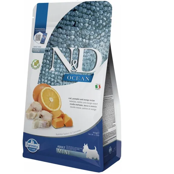 Farmina Dog N&D Grain Free Ocean Cod, Pumpkin&Orange Adult Mini - корм для собак з тріскою та апельсином
