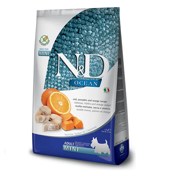 Farmina Dog N&D Grain Free Ocean Cod, Pumpkin&Orange Adult Mini - корм для собак з тріскою та апельсином