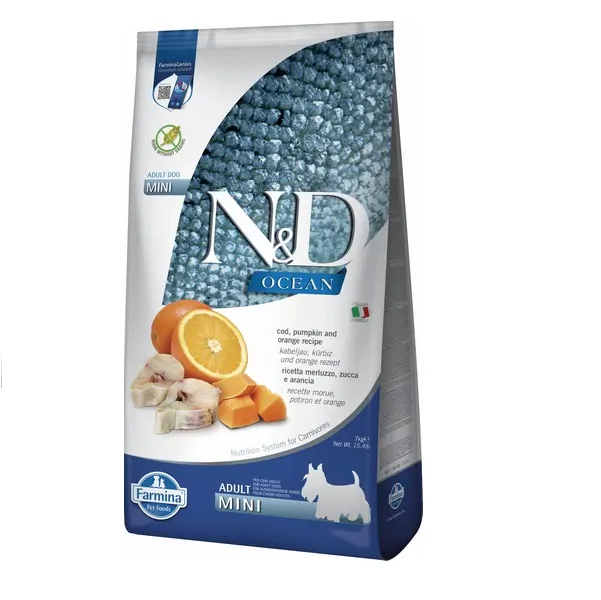 Farmina Dog N&D Grain Free Ocean Cod, Pumpkin&Orange Adult Mini - корм для собак з тріскою та апельсином