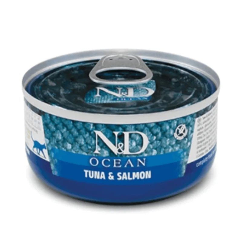 Farmina N&D Ocean Grain Free Cat Adult Tuna & Salmon Cans - вологий корм для котів, тунець, лосось 70 г