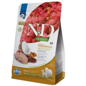Farmina N&D Quinoa Dog Adult Medium & Maxi Skin & Coat Quail & Coconut - корм для собак при харчовій алергії з перепелом, кіноа, кокос та куркума