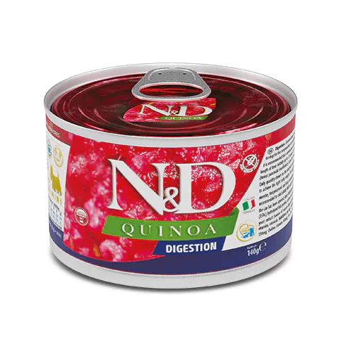 Farmina N&D Quinoa Dog Adult Mini Digestion Lamb & Fennel Cans - вологий корм для собак у разі порушень травлення з ягням та кіноа, 140г