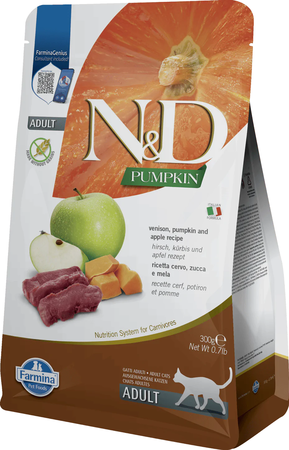 Farmina N&D Pumpkin Cat Adult Venison & Apple - корм для котів з гарбузом, олениною та яблуком Farmina N&D Pumpkin Cat Adult Venison & Apple - корм для котів з гарбузом, олениною та яблуком