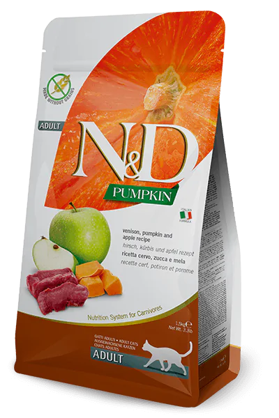 Farmina N&D Pumpkin Cat Adult Venison & Apple - корм для котів з гарбузом, олениною та яблуком