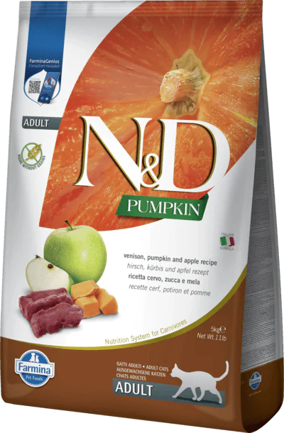 Farmina N&D Pumpkin Cat Adult Venison & Apple - корм для котів з гарбузом, олениною та яблуком