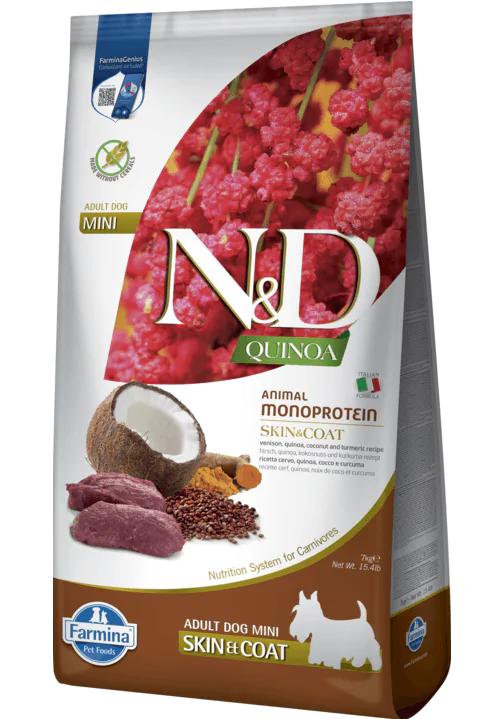 Farmina N&D Quinoa Dog Adult Mini Skin & Coat Venison & Coconut - корм для собак з олениною та кокосом