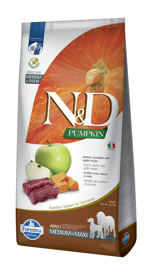 Farmina N&D Grain Free Pumpkin Dog Venison & Apple Adult Medium & Maxi - корм для собак з олениною та яблуком 12 кг