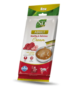 Фарміна кремові ласощі для котів з куркою і тунцем N&D Grain Free PRIME CAT CREAM CHICKEN & TUNA ADULT 60 gr, 4x15gr