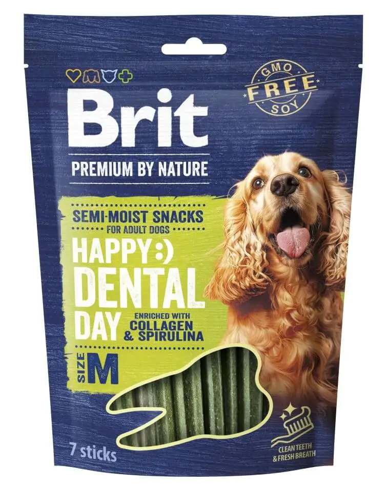 Ласощі для cобак середніх порід Brit Premium Dental Snacks M з колагеном і спіруліною 180 г
