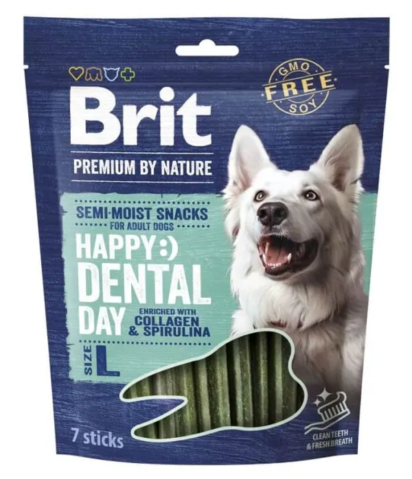 Ласощі для cобак великих порід Brit Premium Dental Snacks L з колагеном і спіруліною 250 г