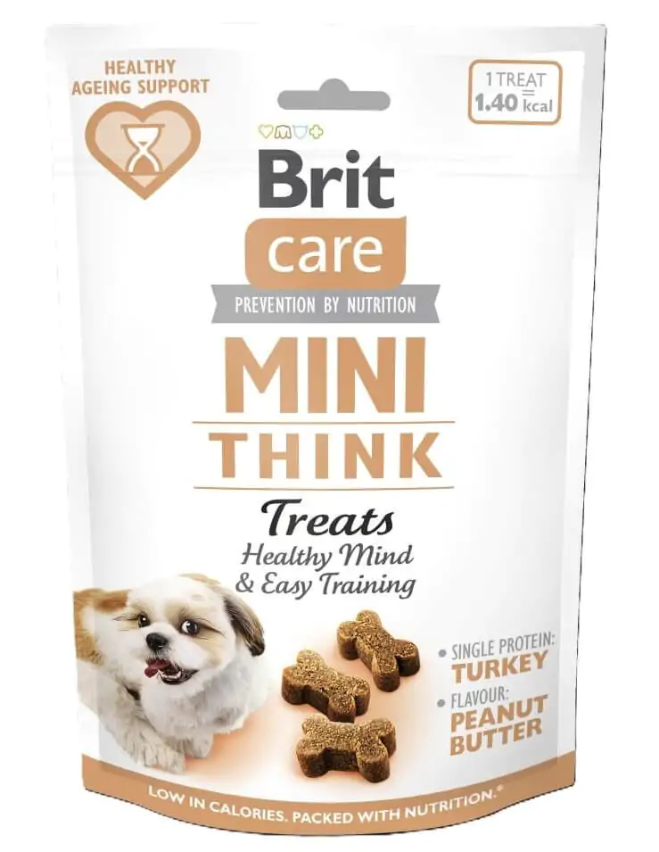 Ласощі для собак малих порід Brit Care Mini Treats Think для розумових здібностей індичка смак арахісове масло 50 г Ласощі для собак малих порід Brit Care Mini Treats Think для розумових здібностей індичка смак арахісове масло 50 г