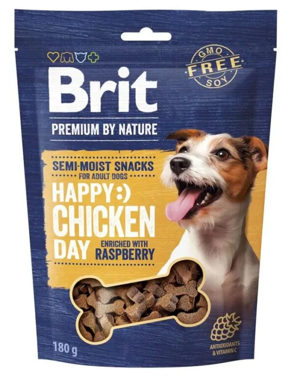 Ласощі напіввологі для cобак Brit Premium Semi-moist Snacks Chicken with Raspberry з куркою і малиною 180 г