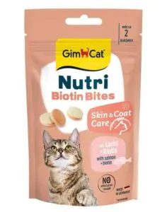 Вітаміни GimCat Nutri Biotin Bites для котів для покращення стану шкіри та шерсті з біотином 40 г