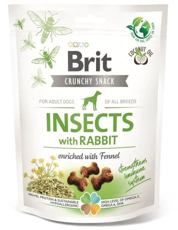 Ласощі для собак Brit Care Dog Crunchy Cracker Insects with Rabbit для міцного імунітету з комахами кроликом і фенхелем 200 г Ласощі для собак Brit Care Dog Crunchy Cracker Insects with Rabbit для міцного імунітету з комахами кроликом і фенхелем 200 г