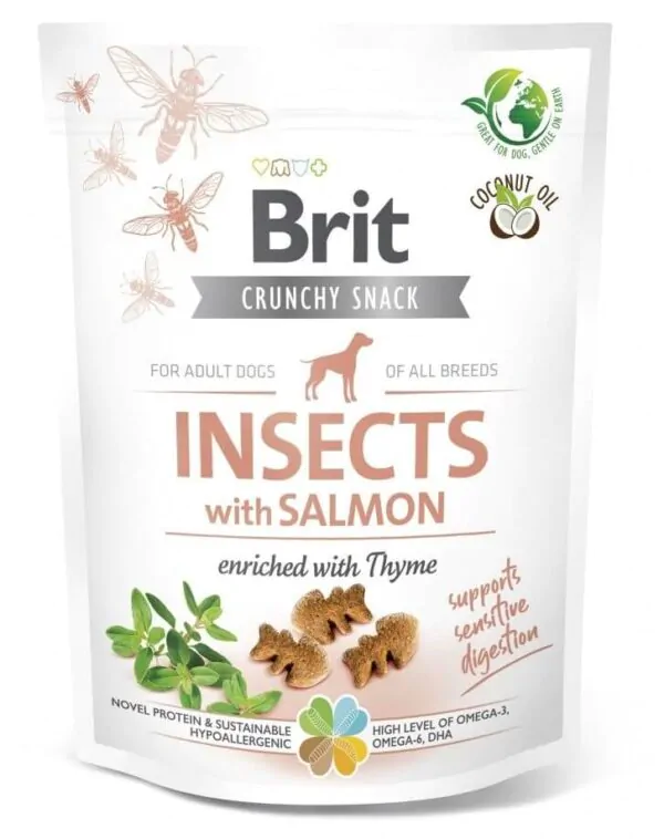 Ласощі для собак Brit Care Dog Crunchy Cracker Insects with Salmon з чутливим травленням з комахами лососем і чебрецем 200 г
